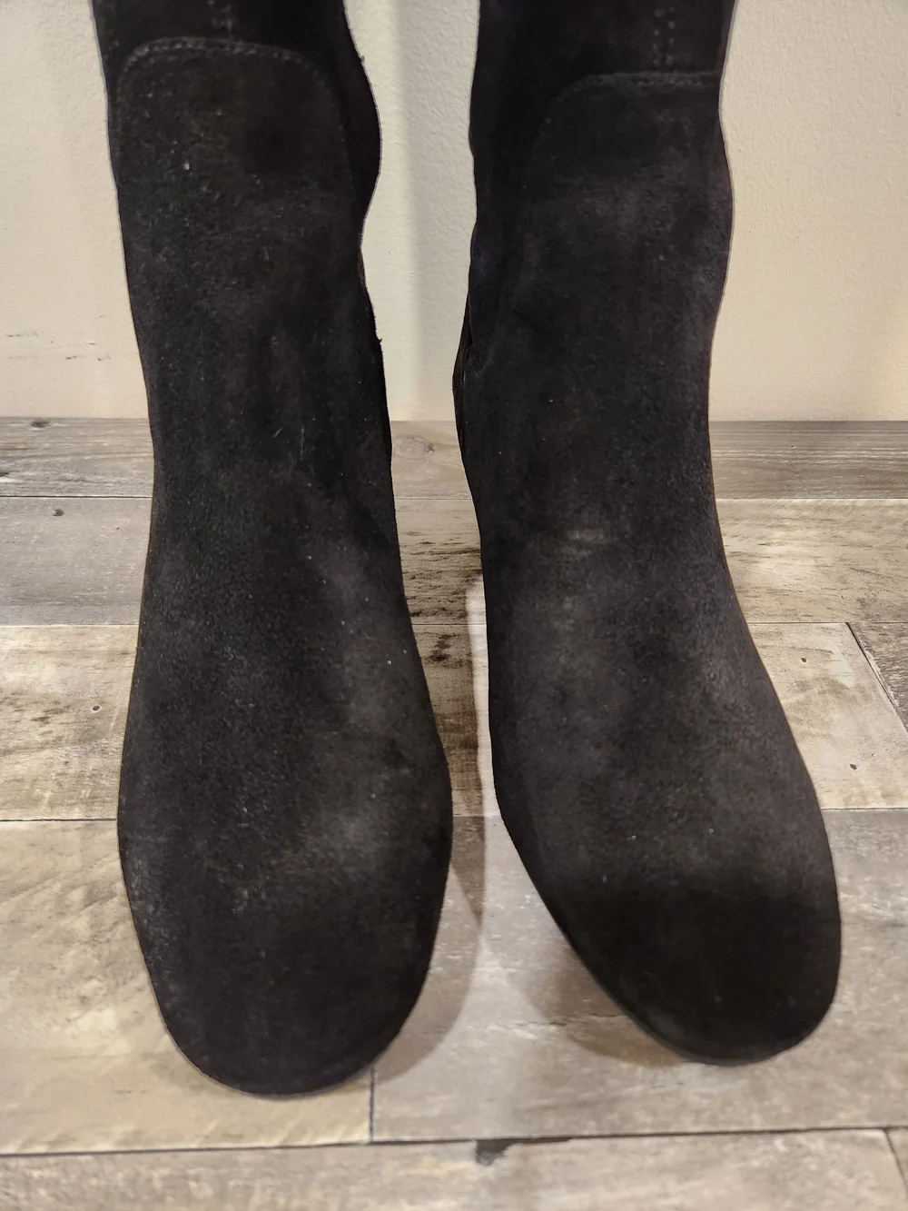 Nine West Women's Black Suede Knee-High Wedge Boots